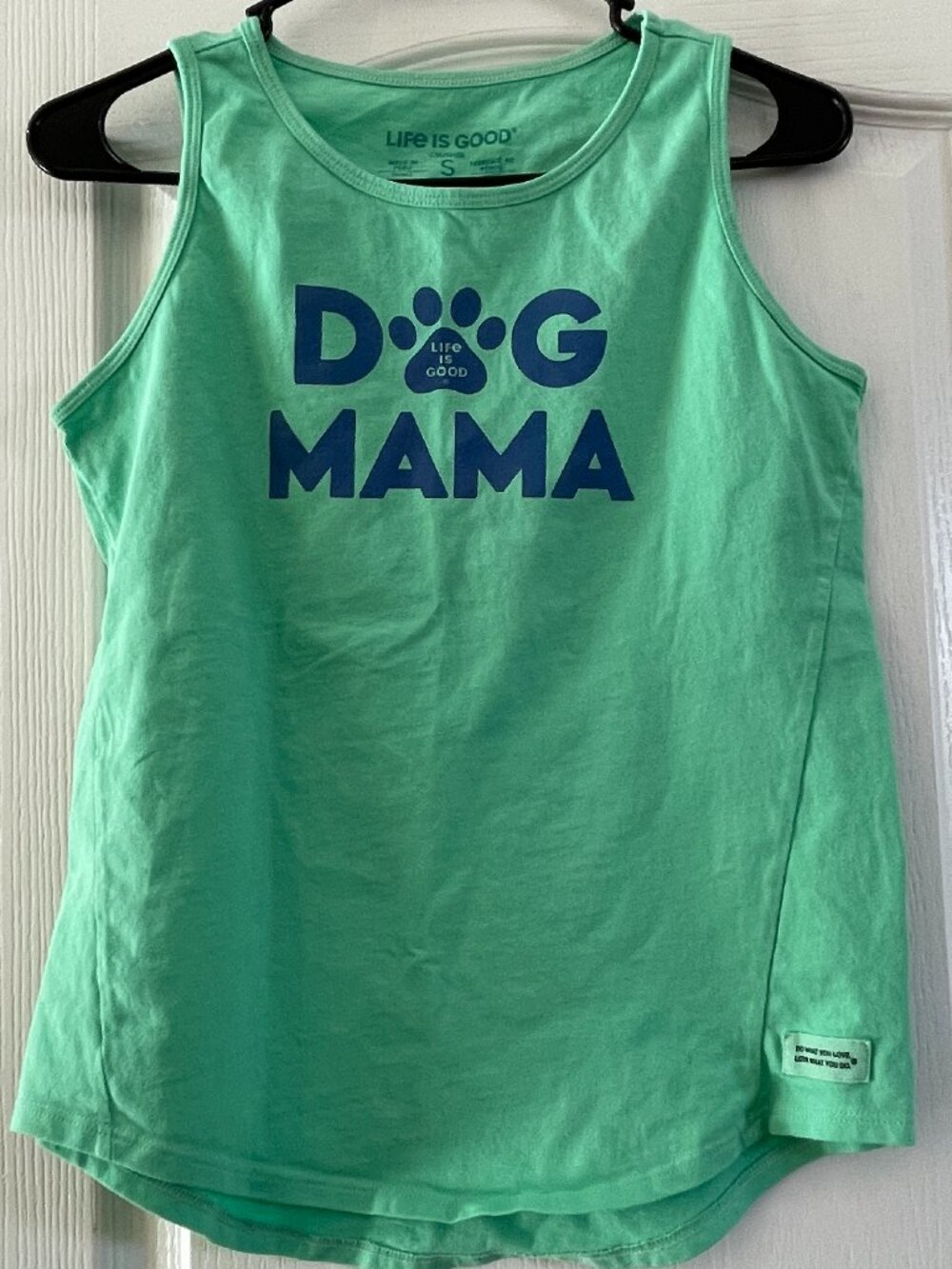Life Is Good Women’s Dog Mama Tank Top Size S Green Graphic Tee Casual Summer